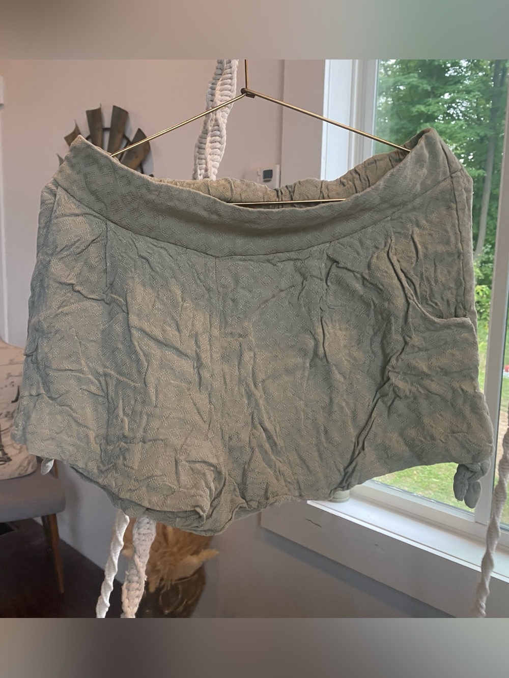 Free People Light Sage Textured Shorts